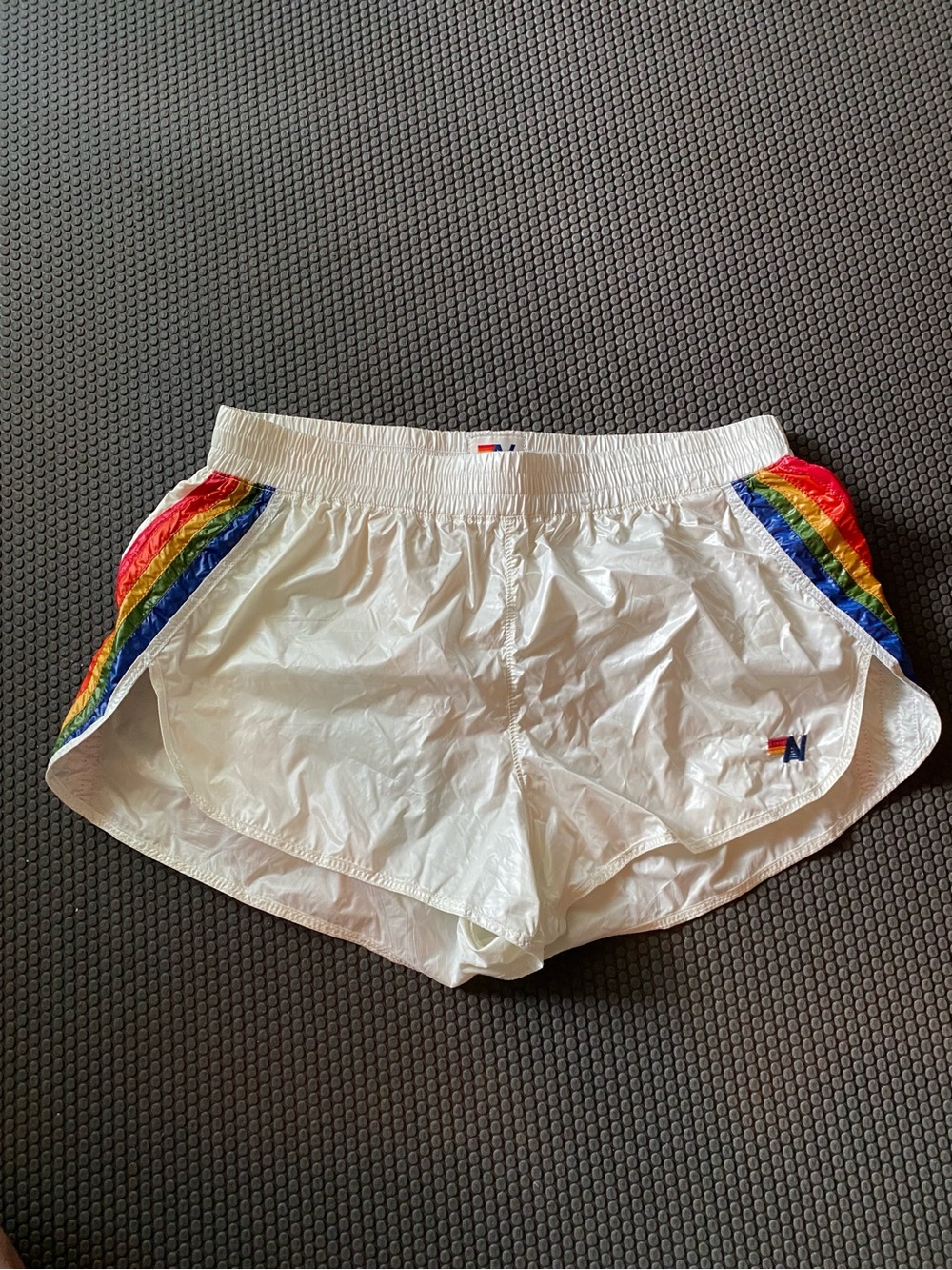 NWOT. Aviator Nation White Shorts with Rainbow Side Stripes